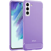 JETech Slim Fit Case for Samsung Galaxy S21 FE 5G 6.4-Inch, Thin Phone Cover with Shock-Absorption and Carbon Fiber Design (Light Purple)